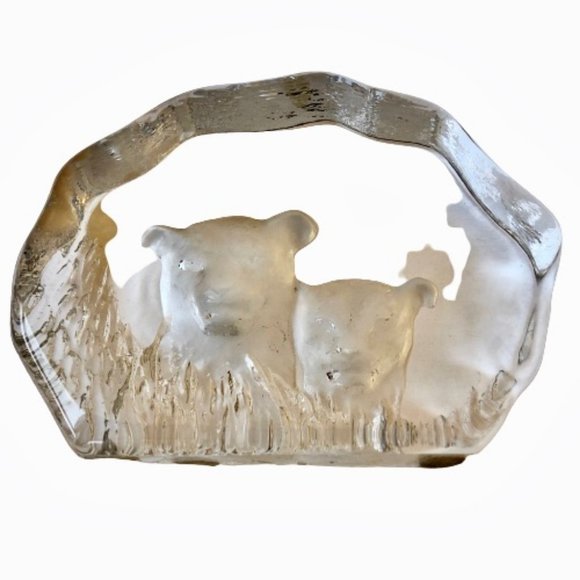 Kosta Boda Sweden Iceberg.Mats Johasson Artist Glass Sculpture Figurine Cougar - Picture 2 of 10